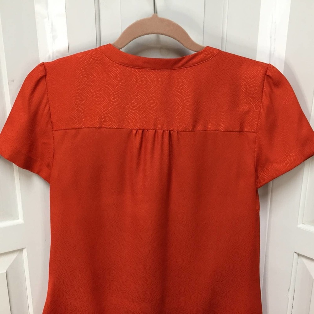LOFT Orange Button Down Blouse w/ Ruffle Detail - Picture 15 of 16